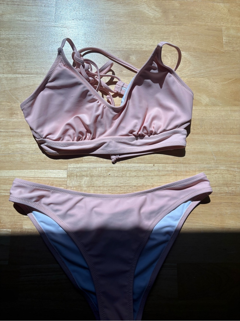 Women's Blush Pink Strappy Bikini Set